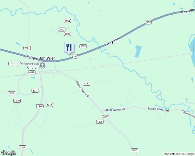 map of restaurants, bars, coffee shops, grocery stores, and more near 11194 U.S. 190 in Bon Wier