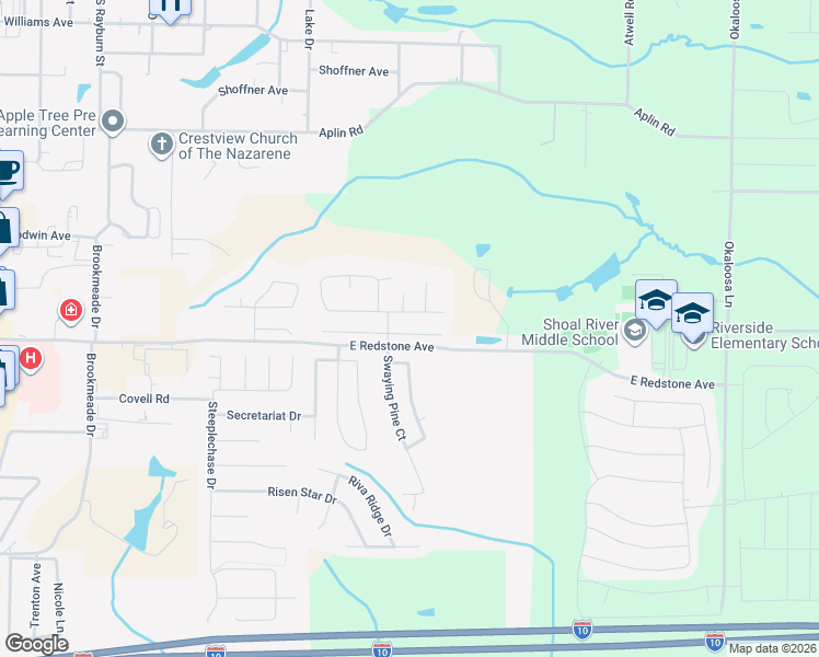 map of restaurants, bars, coffee shops, grocery stores, and more near 140 Iron Horse Drive East in Crestview