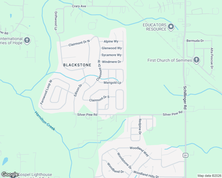 map of restaurants, bars, coffee shops, grocery stores, and more near 2276 Philsdale Lane East in Semmes