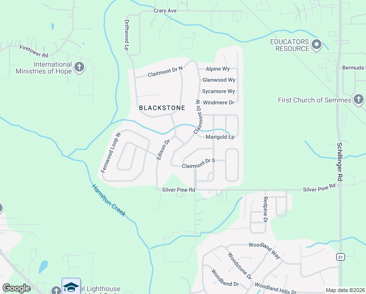 map of restaurants, bars, coffee shops, grocery stores, and more near 2288 Clairmont Drive West in Semmes
