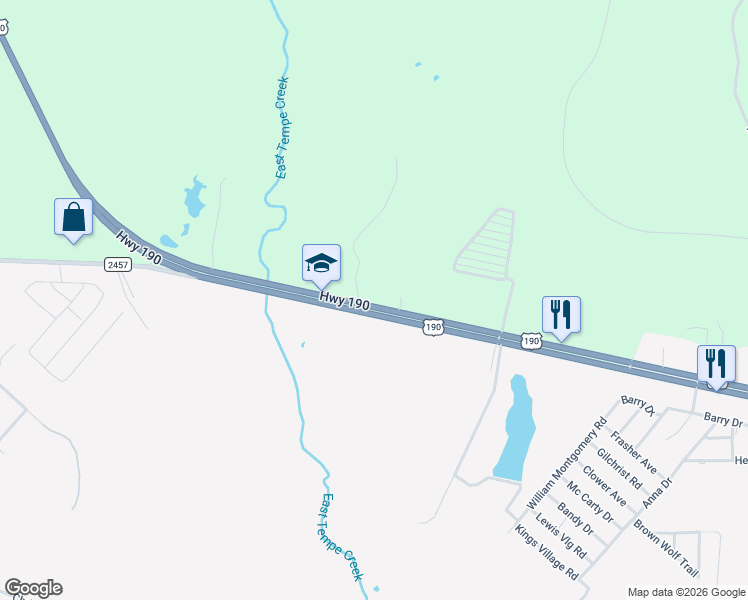 map of restaurants, bars, coffee shops, grocery stores, and more near 5100 U.S. Highway 190 in Livingston