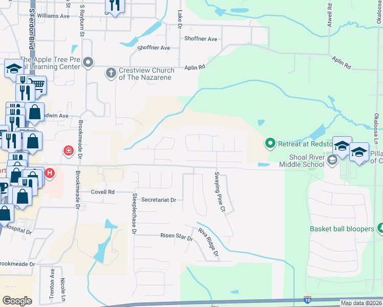 map of restaurants, bars, coffee shops, grocery stores, and more near 215 Citadel Lane in Crestview