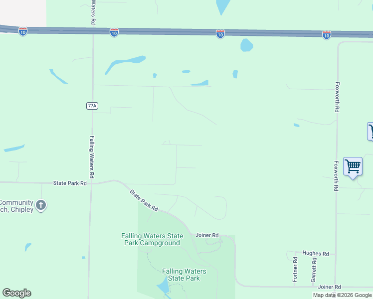map of restaurants, bars, coffee shops, grocery stores, and more near 1121 Timberlane Road in Chipley