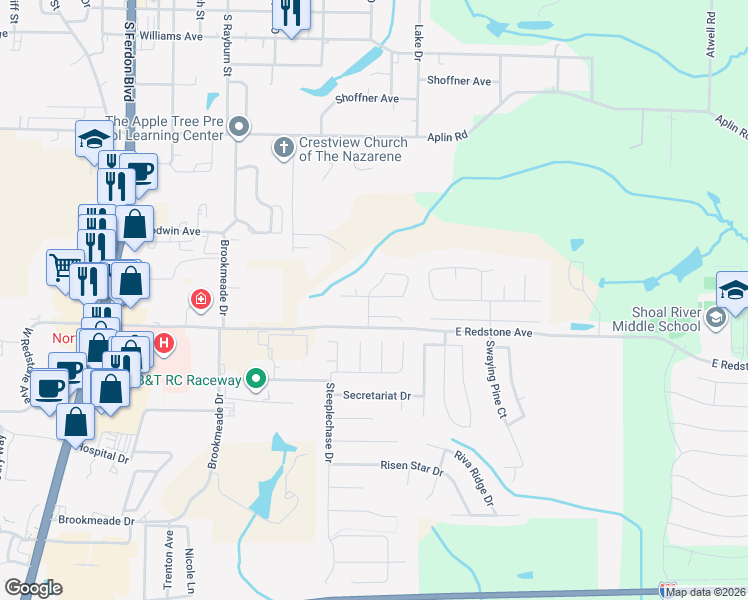 map of restaurants, bars, coffee shops, grocery stores, and more near 141 Bronze Circle in Crestview