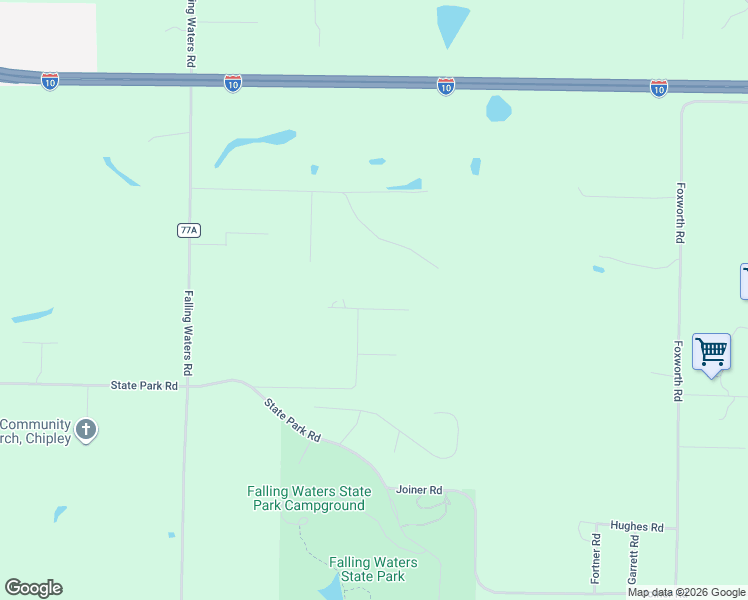 map of restaurants, bars, coffee shops, grocery stores, and more near 1121 Timberlane Road in Chipley