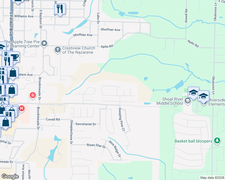 map of restaurants, bars, coffee shops, grocery stores, and more near 212 Citadel Lane in Crestview
