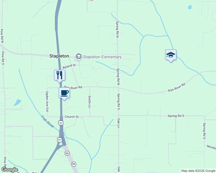 map of restaurants, bars, coffee shops, grocery stores, and more near 35275 Jerkins Lane in Stapleton