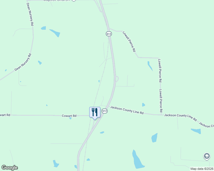 map of restaurants, bars, coffee shops, grocery stores, and more near 165-177 Mississippi 613 in Lucedale