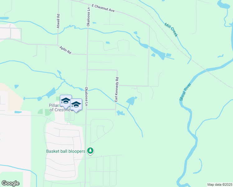 map of restaurants, bars, coffee shops, grocery stores, and more near Earl Kennedy Road in Crestview