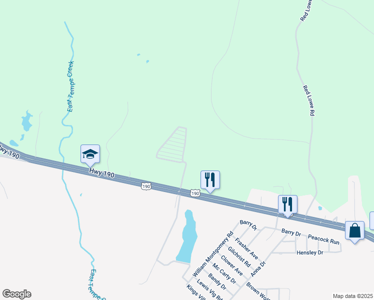 map of restaurants, bars, coffee shops, grocery stores, and more near Red Lowe Road in Livingston