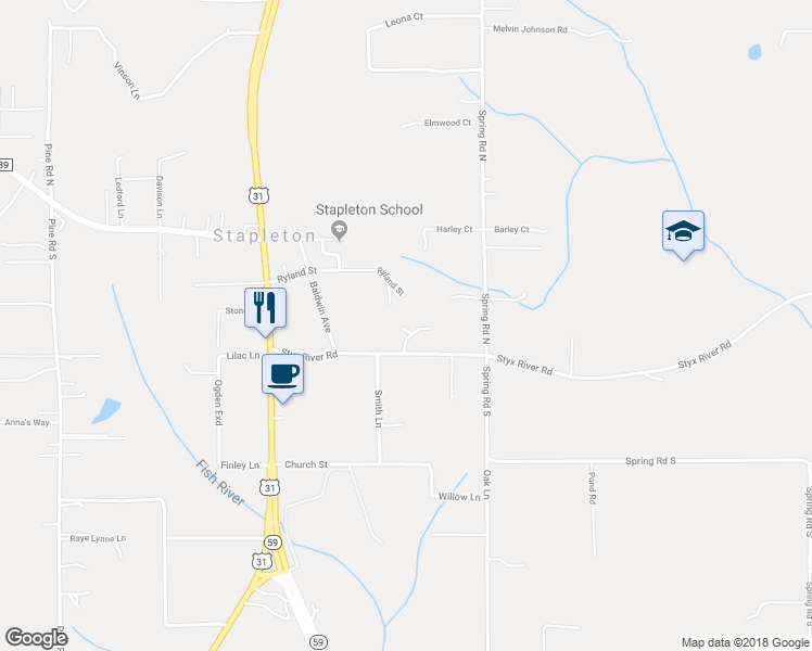 map of restaurants, bars, coffee shops, grocery stores, and more near 35287 Jerkins Lane in Stapleton