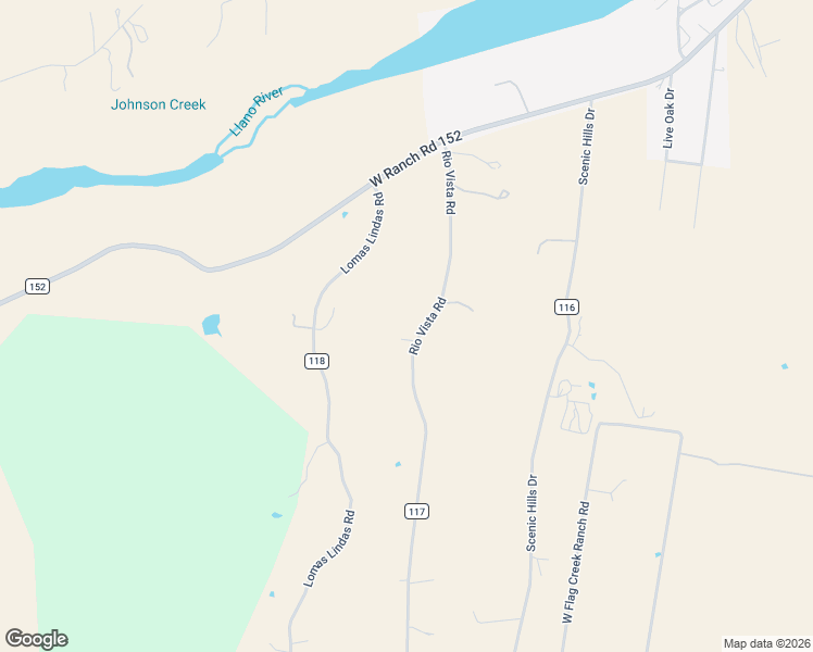map of restaurants, bars, coffee shops, grocery stores, and more near 171 Rio Vista Road in Llano