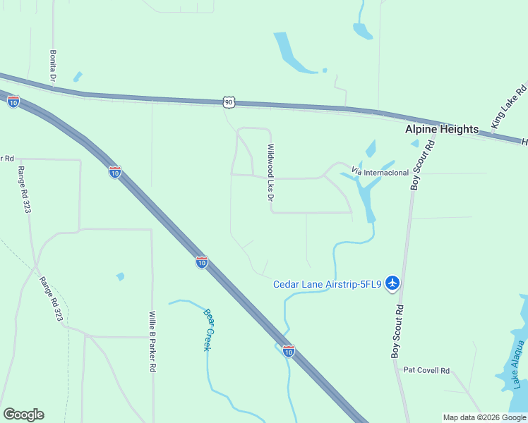 map of restaurants, bars, coffee shops, grocery stores, and more near 503 Vía Internacional in DeFuniak Springs