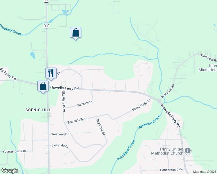 map of restaurants, bars, coffee shops, grocery stores, and more near 2455 Gainswood Drive in Semmes