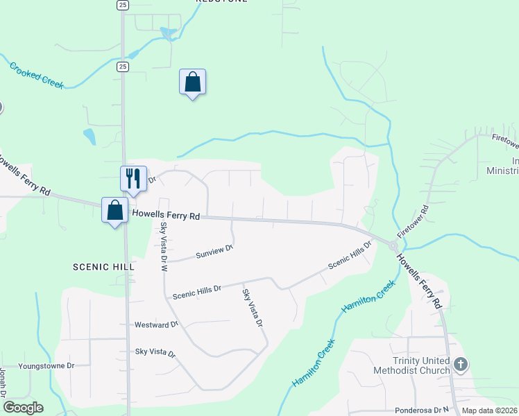 map of restaurants, bars, coffee shops, grocery stores, and more near 2455 Gainswood Drive in Semmes