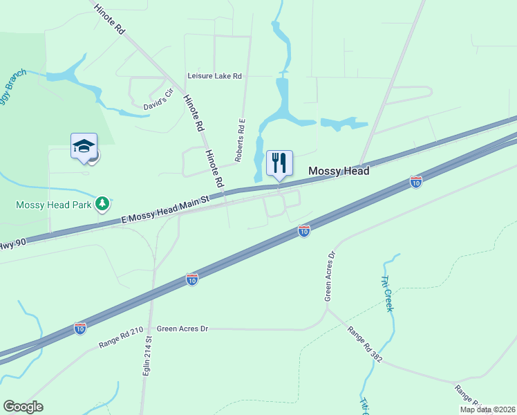 map of restaurants, bars, coffee shops, grocery stores, and more near 52 East Mossy Head Main Street in DeFuniak Springs