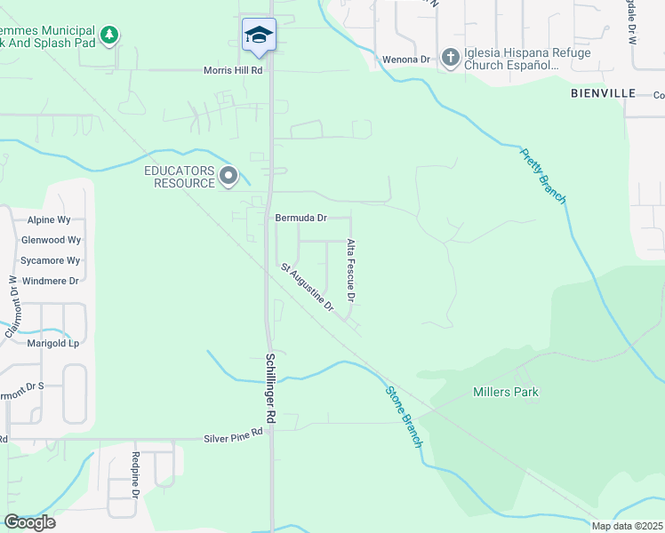 map of restaurants, bars, coffee shops, grocery stores, and more near 2448 Bluegrass Way in Semmes