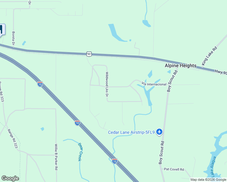 map of restaurants, bars, coffee shops, grocery stores, and more near 503 Vía Internacional in DeFuniak Springs