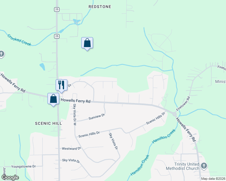 map of restaurants, bars, coffee shops, grocery stores, and more near 2476 Melanie Court East in Semmes