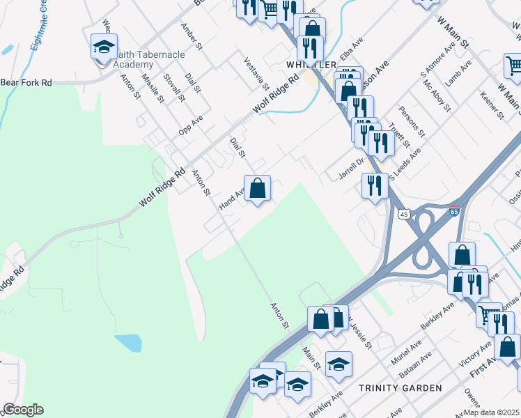 map of restaurants, bars, coffee shops, grocery stores, and more near 3007 Dial Street in Mobile