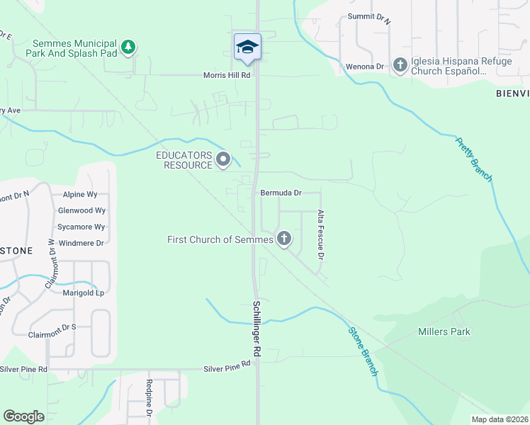 map of restaurants, bars, coffee shops, grocery stores, and more near 2426 Schillinger Road North in Semmes