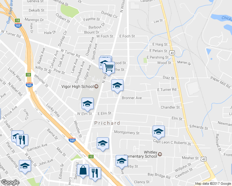 map of restaurants, bars, coffee shops, grocery stores, and more near 812 Laird Court in Prichard