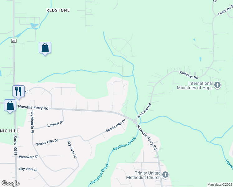 map of restaurants, bars, coffee shops, grocery stores, and more near 2501 Wedgewood Drive in Semmes