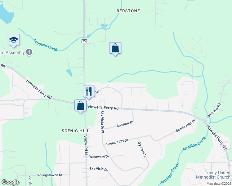 map of restaurants, bars, coffee shops, grocery stores, and more near 9731 Root Drive in Semmes