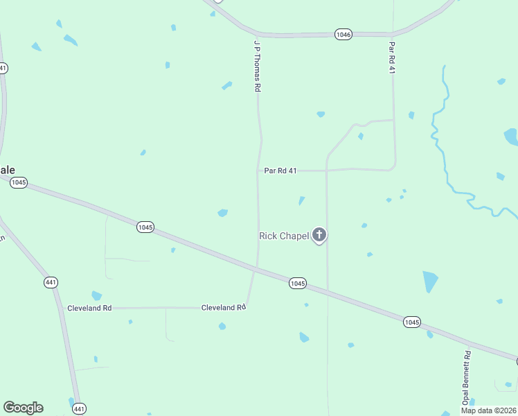 map of restaurants, bars, coffee shops, grocery stores, and more near J P Thomas Road in Amite City