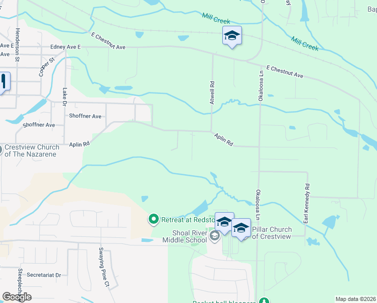 map of restaurants, bars, coffee shops, grocery stores, and more near 4821 Acorn Drive in Crestview