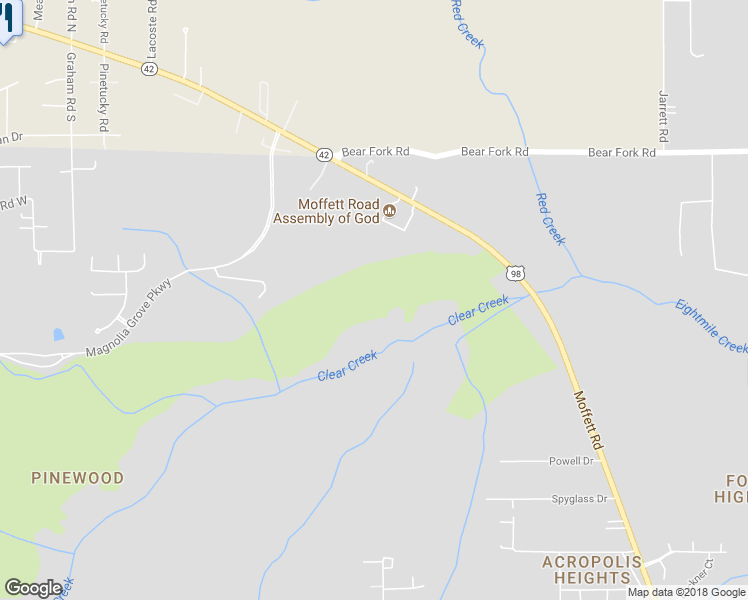 map of restaurants, bars, coffee shops, grocery stores, and more near 6189 Moffett Road in Mobile