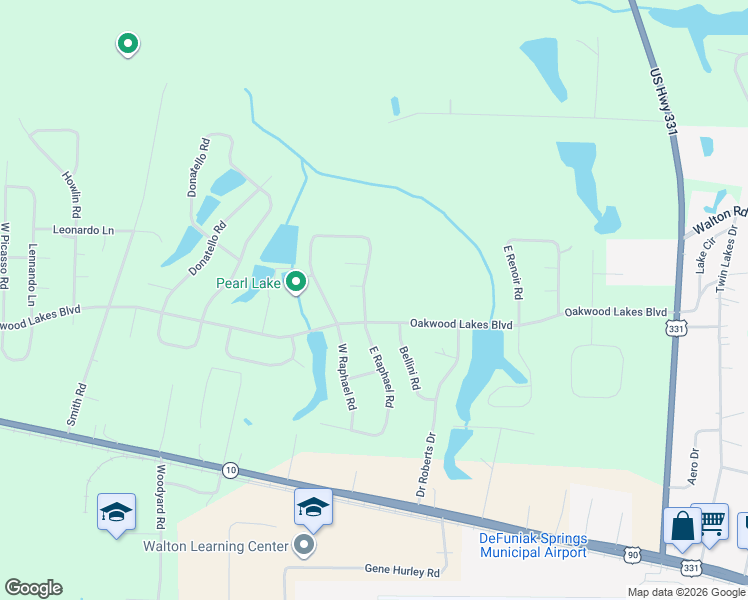 map of restaurants, bars, coffee shops, grocery stores, and more near 537 North Raphael Road in DeFuniak Springs