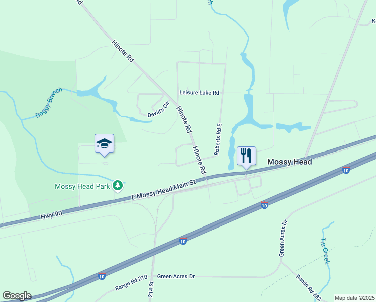 map of restaurants, bars, coffee shops, grocery stores, and more near 169 Hinote Road in DeFuniak Springs