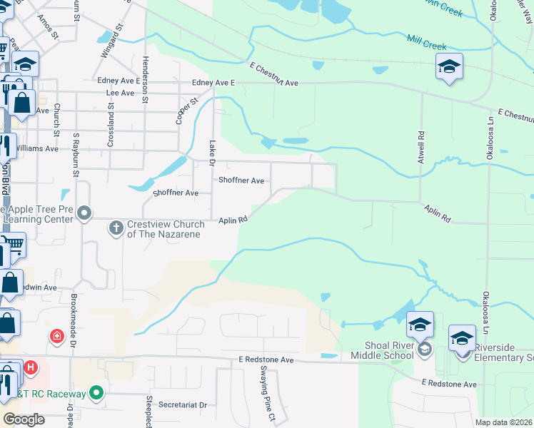 map of restaurants, bars, coffee shops, grocery stores, and more near 2940 Aplin Road in Crestview