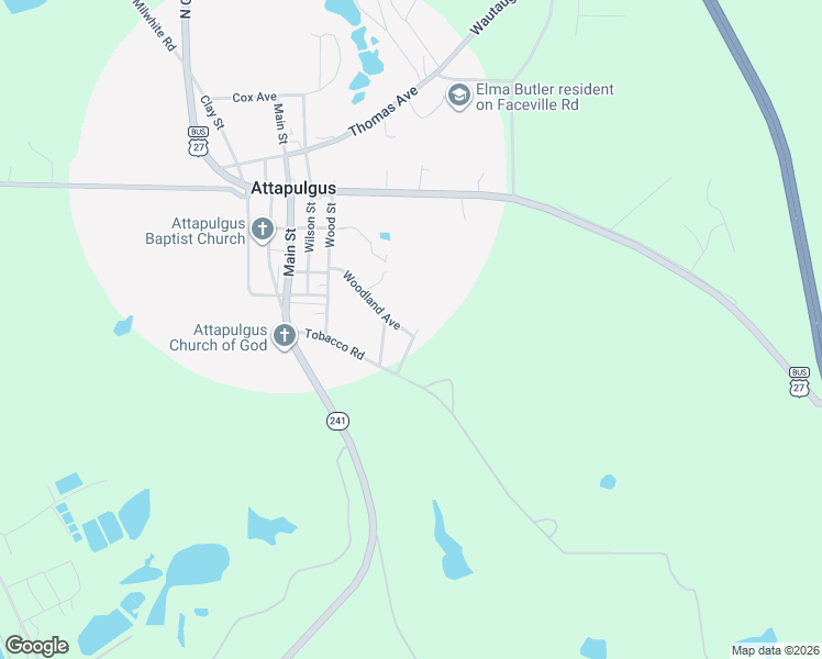 map of restaurants, bars, coffee shops, grocery stores, and more near 405 Rollins Street in Attapulgus