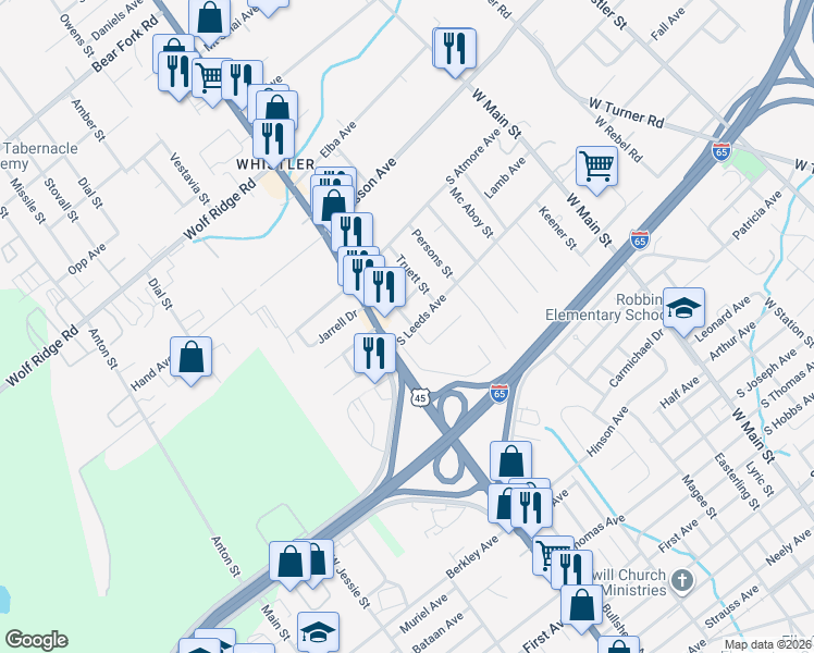 map of restaurants, bars, coffee shops, grocery stores, and more near in 
