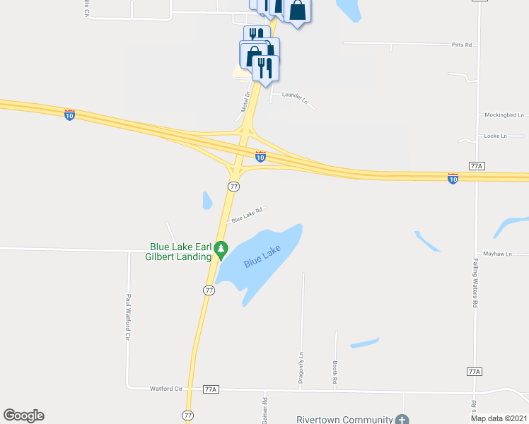 map of restaurants, bars, coffee shops, grocery stores, and more near 1406 Blue Lake Road in Chipley