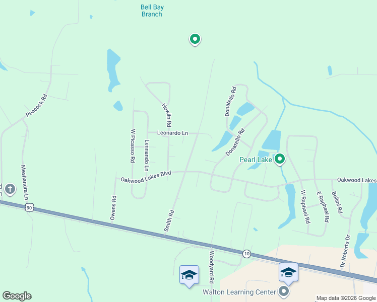 map of restaurants, bars, coffee shops, grocery stores, and more near 481 Smith Road in DeFuniak Springs
