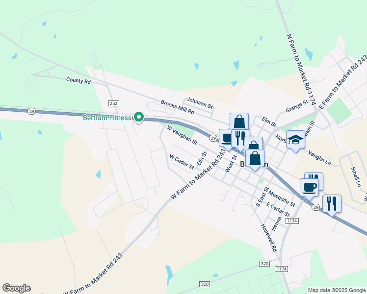 map of restaurants, bars, coffee shops, grocery stores, and more near 679 South Street in Bertram