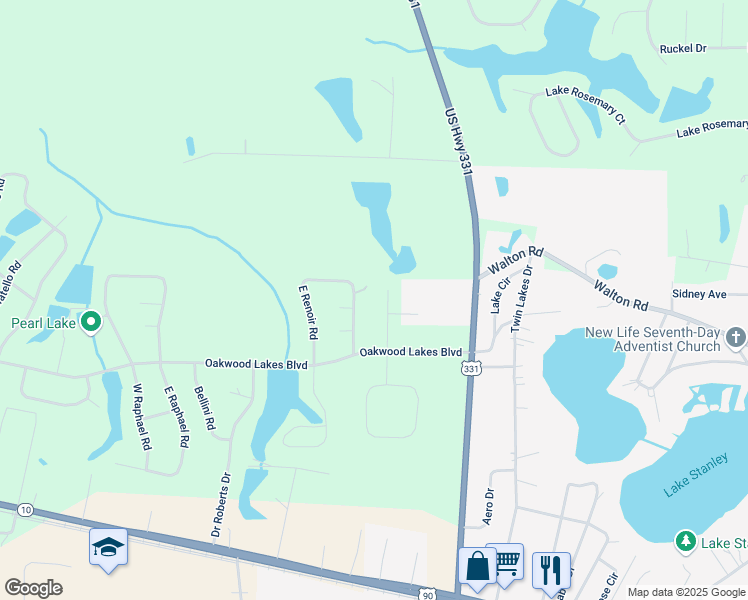 map of restaurants, bars, coffee shops, grocery stores, and more near 153 Commerce Boulevard in DeFuniak Springs