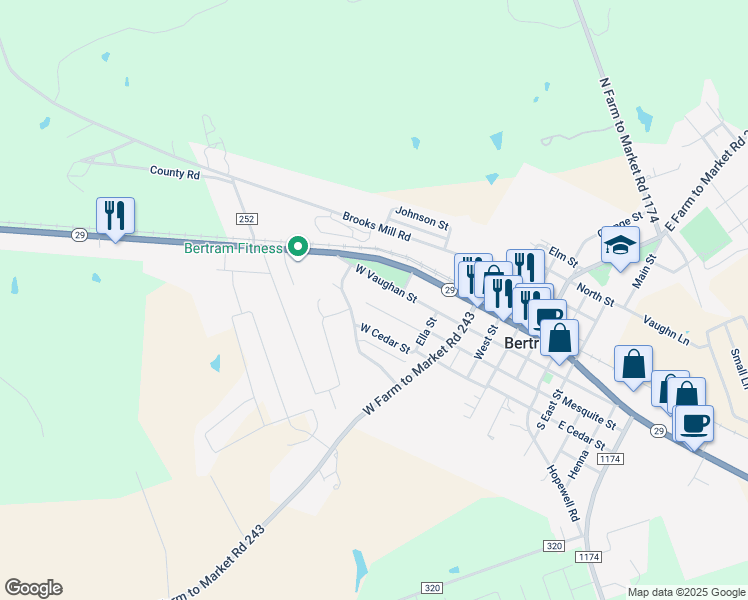map of restaurants, bars, coffee shops, grocery stores, and more near 679 South Street in Bertram