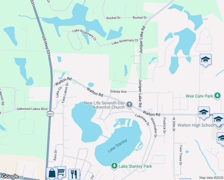 map of restaurants, bars, coffee shops, grocery stores, and more near 239 Nita Drive in DeFuniak Springs