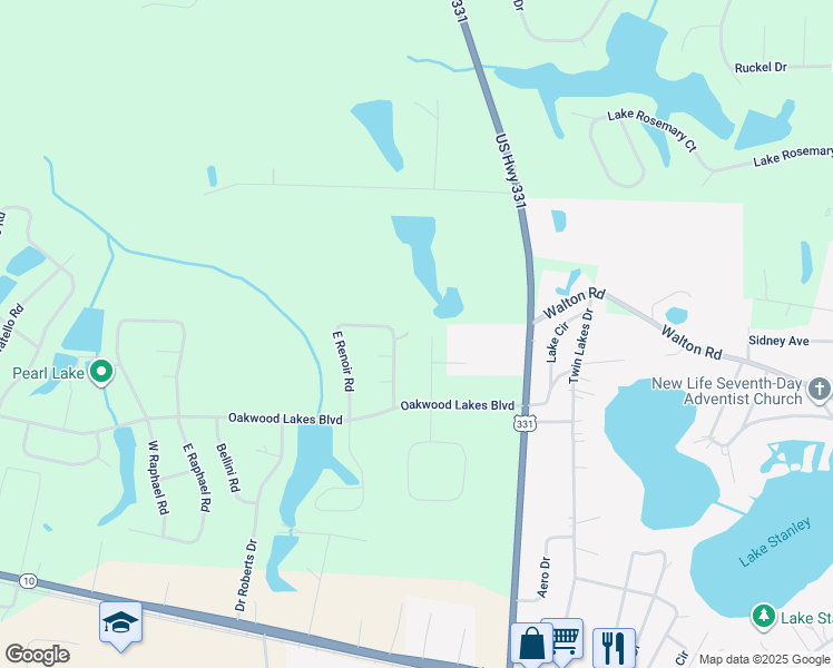 map of restaurants, bars, coffee shops, grocery stores, and more near 153 Commerce Boulevard in DeFuniak Springs