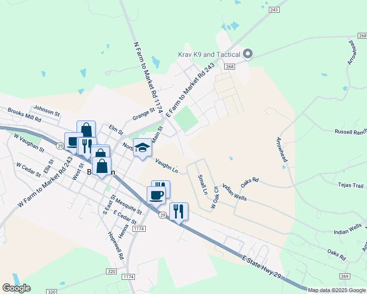 map of restaurants, bars, coffee shops, grocery stores, and more near 260 Grande Street in Bertram