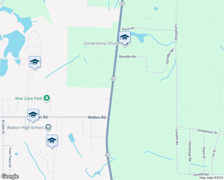 map of restaurants, bars, coffee shops, grocery stores, and more near 1528 Highway 83 in DeFuniak Springs