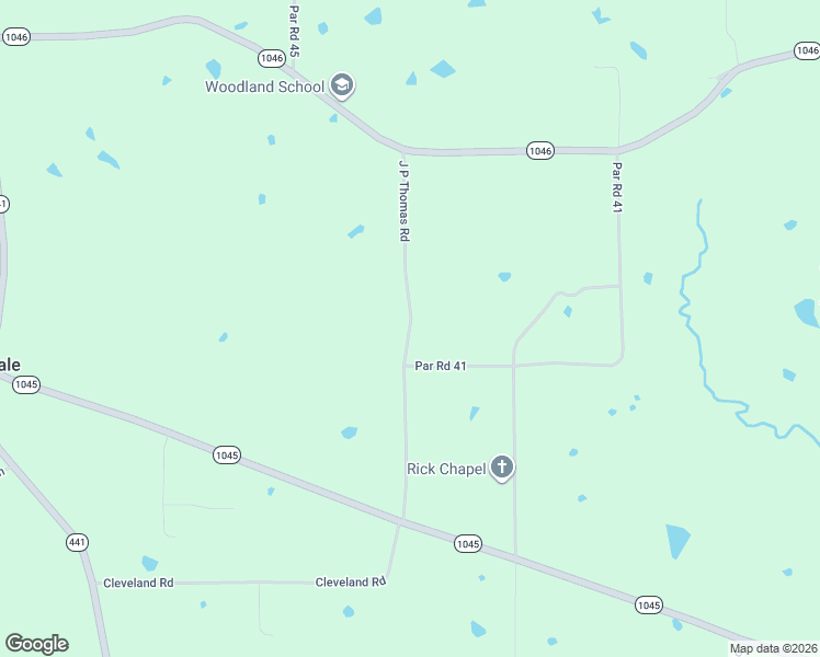 map of restaurants, bars, coffee shops, grocery stores, and more near J P Thomas Road in Amite City