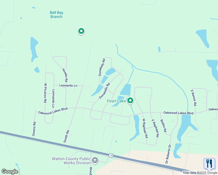 map of restaurants, bars, coffee shops, grocery stores, and more near 61 West Michaelangelo Road in DeFuniak Springs
