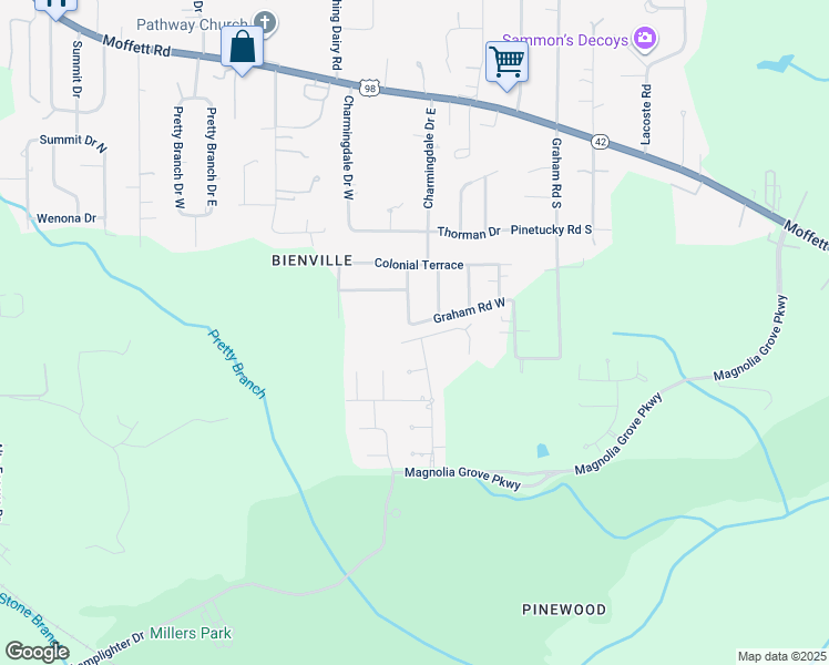 map of restaurants, bars, coffee shops, grocery stores, and more near 7002 Nicklaus Drive North in Mobile