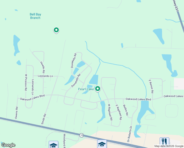 map of restaurants, bars, coffee shops, grocery stores, and more near 294 East Michaelangelo Road in DeFuniak Springs