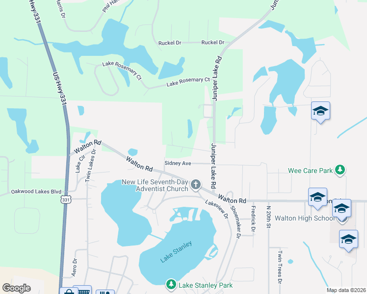 map of restaurants, bars, coffee shops, grocery stores, and more near 239 Nita Drive in DeFuniak Springs